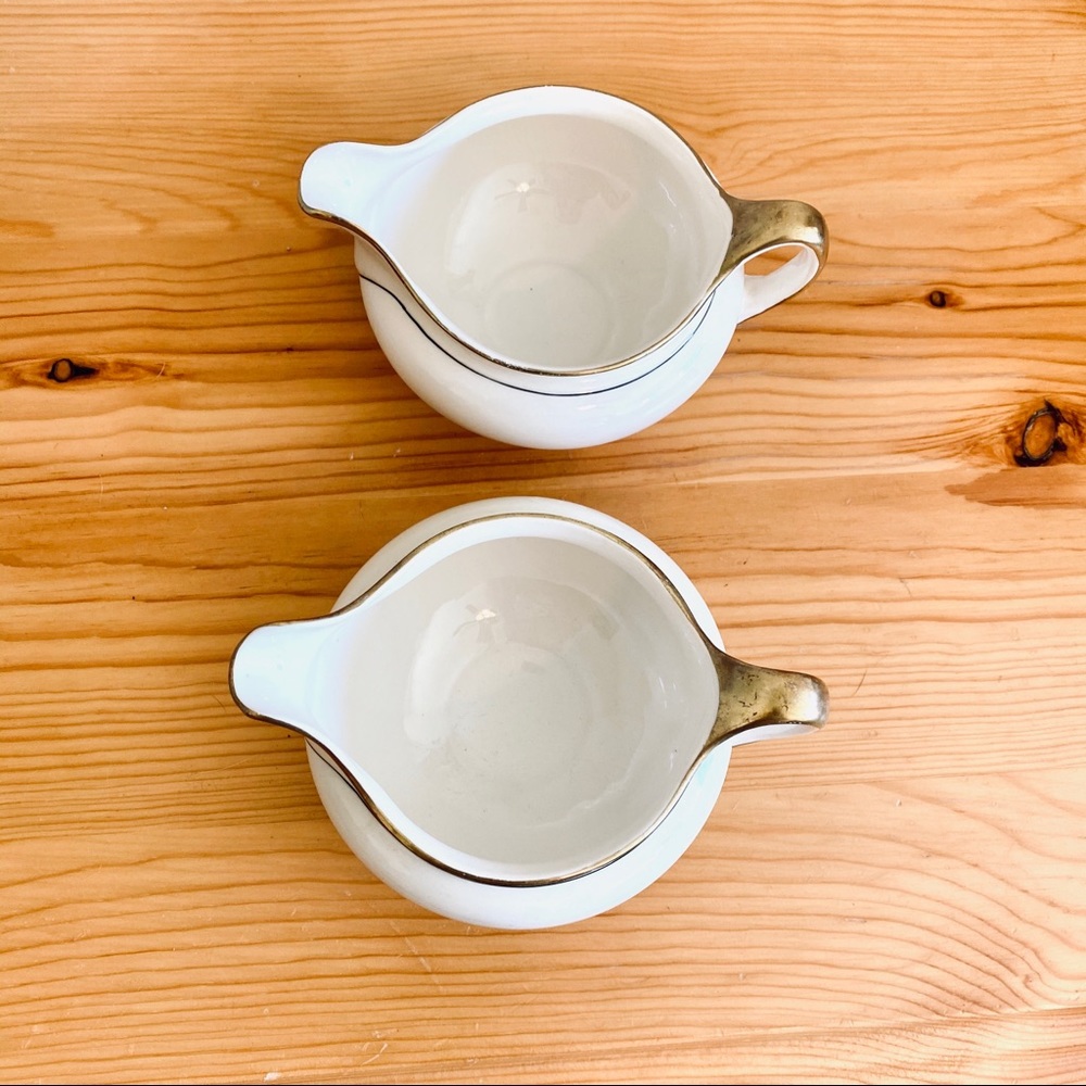 Antique 1940s 40s Creamer Set Eggshell Nautilus Cup Set Pair - Picture 6 of 8